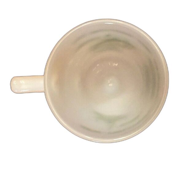 Vintage New Orleans Milk Glass Souvenir Coffee Mug, White W/Green  Pedestal  Cup - Picture 6 of 8